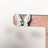 Sterling Silver Zirco Green Genuine Jade Butterfly Stud Earrings
