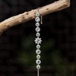 Adjustable Sterling Silver Flower Bracelet with Zircon and Jade - Y080 Display 2