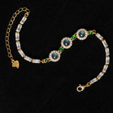 Gold - Plated Zircon & Natural Jadeite Jade Bracelet with Interval Bead Design - Y003 Display