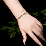 Gold - Plated Zircon & Natural Jadeite Jade Bracelet with Interval Bead Design - Y003 Hands-on demonstration