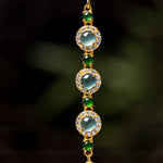 Gold - Plated Zircon & Natural Jadeite Jade Bracelet with Interval Bead Design - Y003 Jade Display