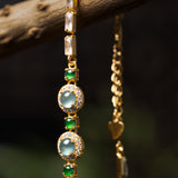 Gold - Plated Zircon & Natural Jadeite Jade Bracelet with Interval Bead Design - Y003 Jade Display