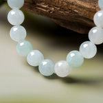 Natural Burmese Blue White Green Jadeite Beads Bracelet (7.2mm) - Y007 Close Look
