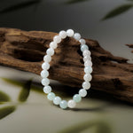 Natural Burmese Blue White Green Jadeite Beads Bracelet (7.2mm) - Y007 Display