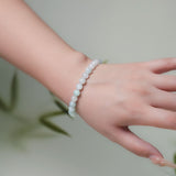 Natural Burmese Blue White Green Jadeite Beads Bracelet (7.2mm) - Y007 Hande On Display