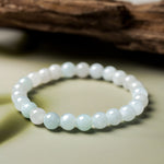 Natural Burmese Blue White Green Jadeite Beads Bracelet (7.2mm) - Y007 Side Look