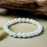 Natural Burmese Blue White Green Jadeite Beads Bracelet (7.2mm) - Y007 Side Look