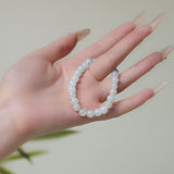 Natural Burmese Blue White Green Jadeite Beads Bracelet (7.2mm) - Y007 Size Display