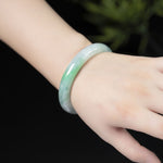 Natural Burmese Pale Green Jadeite Jade Bangle (57mm) - Z009 Hand On Display