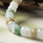 Natural Burmese Yellow White Green Jadeite Beads Bracelet (13mm) - Y013 Close Look