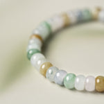 Natural Burmese Yellow White Green Jadeite Beads Bracelet (13mm) - Y013 Half Display