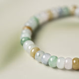 Natural Burmese Yellow White Green Jadeite Beads Bracelet (13mm) - Y013 Half Display