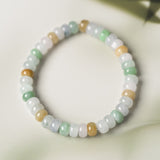 Natural Burmese Yellow White Green Jadeite Beads Bracelet (13mm) - Y013 Main Pic