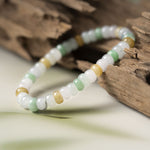 Natural Burmese Yellow White Green Jadeite Beads Bracelet (13mm) - Y013 Side Display