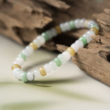 Natural Burmese Yellow White Green Jadeite Beads Bracelet (13mm) - Y013 Side Display