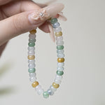Natural Burmese Yellow White Green Jadeite Beads Bracelet (13mm) - Y013 Size Display2